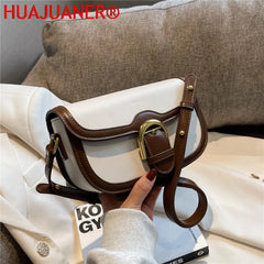 Semicircle Saddle Small Shoulder Bag Women Crossbody Handbag Flap Purse