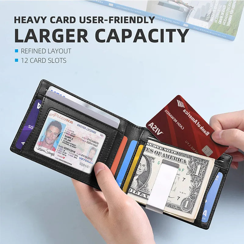 Sentiblos Bifold Leather Wallet 12 Slots RFID Blocking Wallet for Men&Women