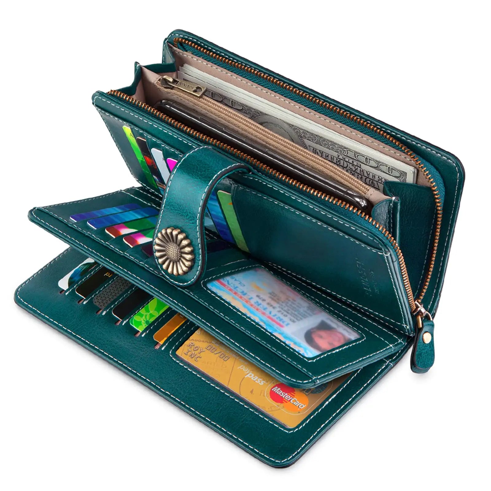 Sentiblos RFID Blocking Trifold Leather Wallet for Women