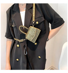 Sequin Casual Mini Square Messenger Bag for Women