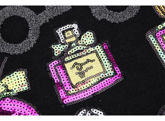 Sequin Embroidery Perfume Leather Tote Bag Shoulder Bag for Women