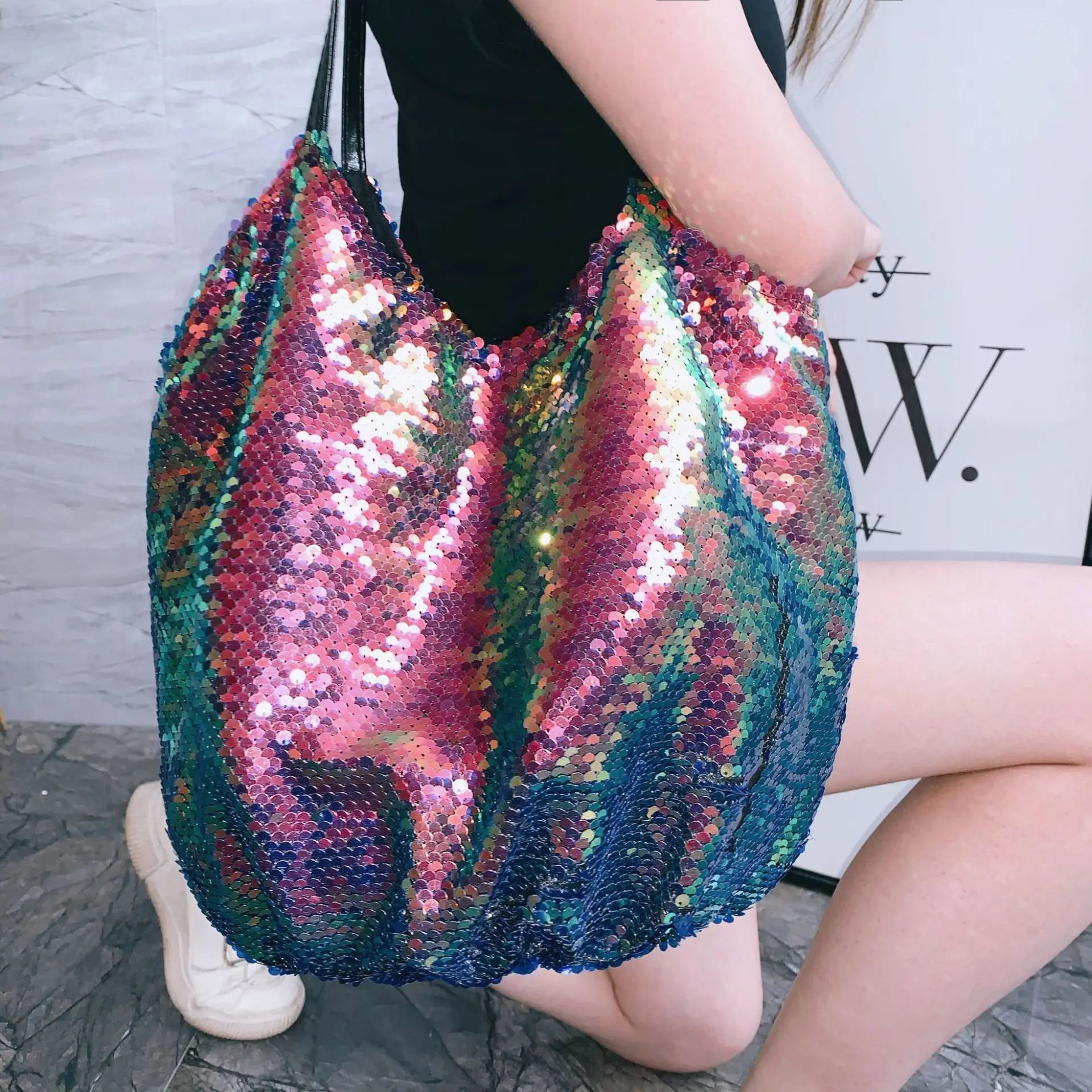Sequin Handbags One-shoulder Diagonal Cloth Bags Large Capacity Women's Bags