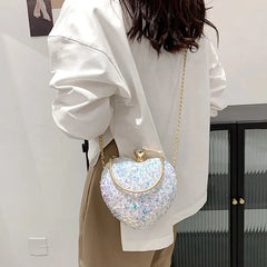 Sequin Evening Bag Top Handle Chain Crossbody Bag for Women