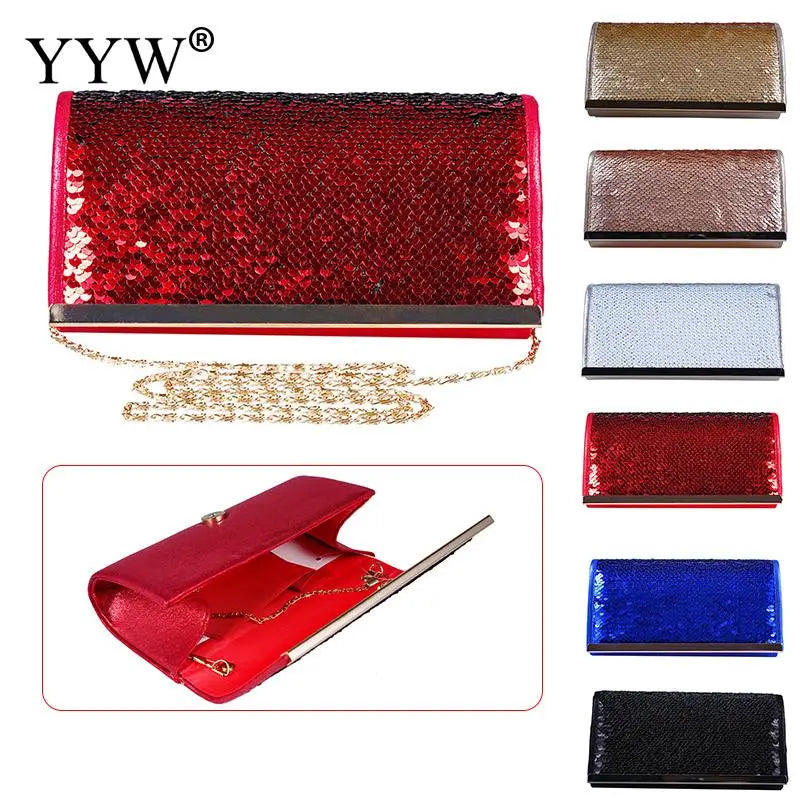 Sequined Envelope Bag Evening Party Crossbody Clutch Wallet Red Wedding Purse
