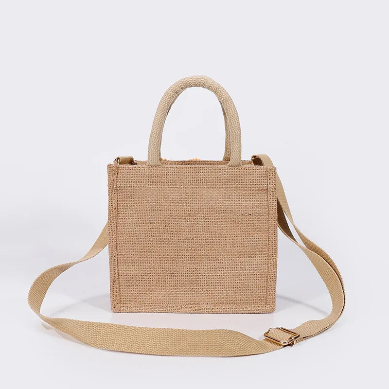 Sequined Linen Messenger Bag Small Square Bag