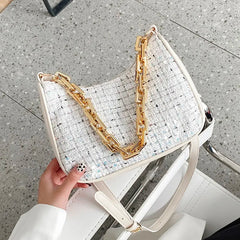 Sequined Crossbody Bag with Chain Strap for Women