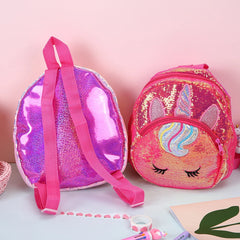 Sequined Unicorn Backpack Small Bag For Girls Pink