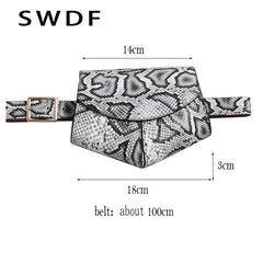 Serpentine Fanny Pack Ladies PU Leather Waist Belt Bag