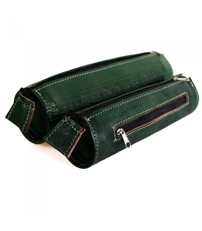 Set of 2 Leather Cases - Fine Finishes - 2 Sizes - Cylindrical Style