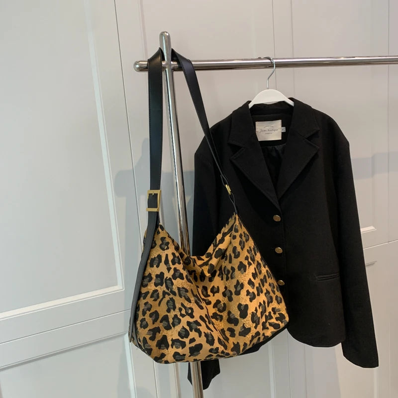 Leopard Print Women Single Shoulder Hobo Bag Cross Body Messenger Handbag