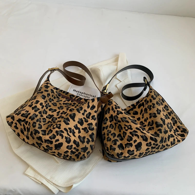 Leopard Print Women Single Shoulder Hobo Bag Cross Body Messenger Handbag