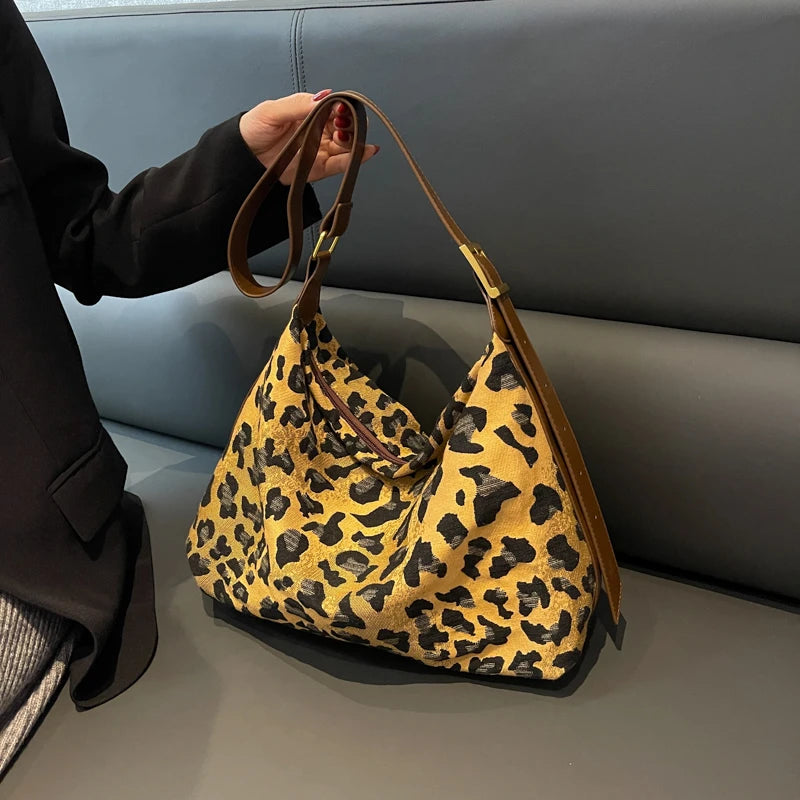 Leopard Print Women Single Shoulder Hobo Bag Cross Body Messenger Handbag
