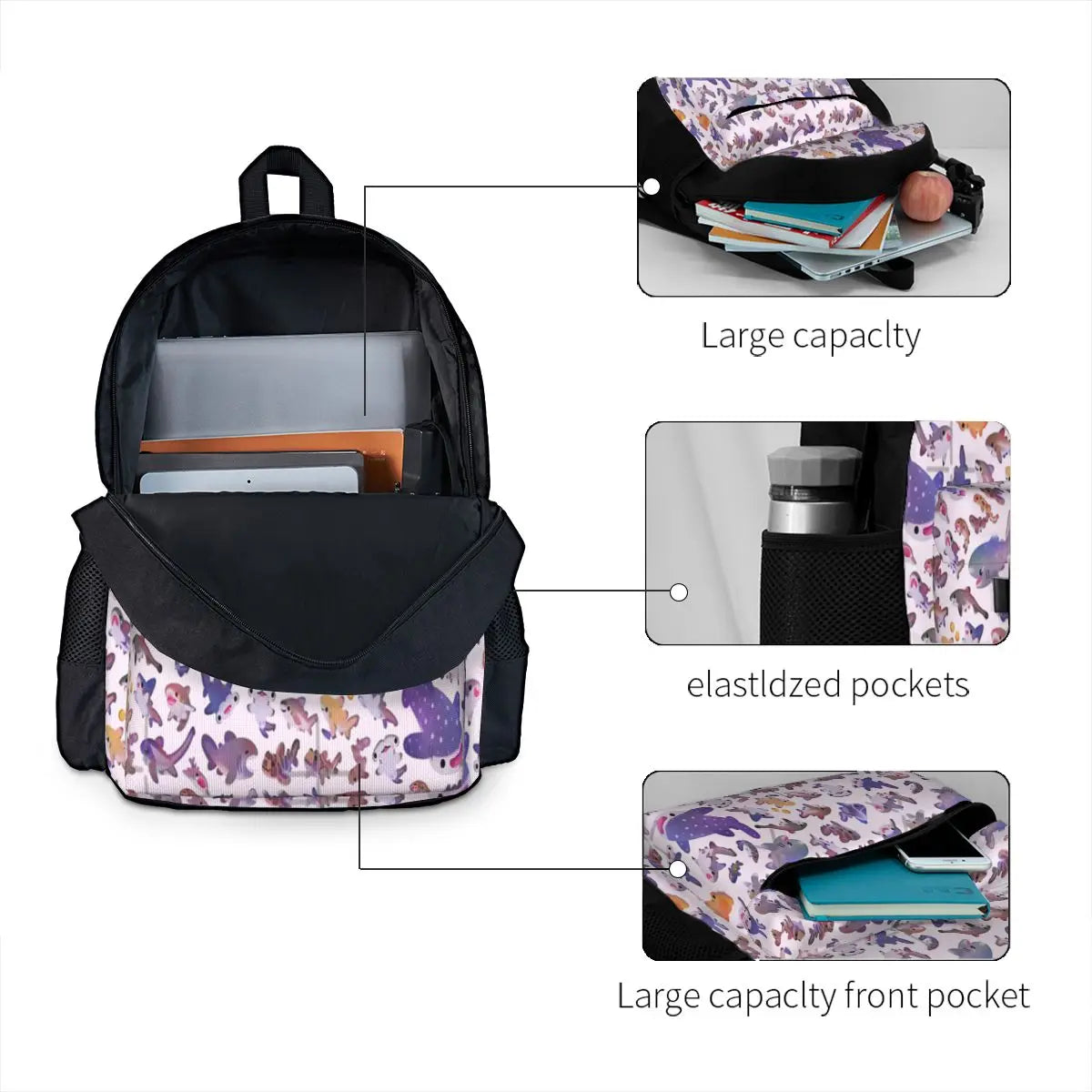 Shark Day2 Backpack School Bag Girl