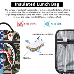 Shark Teeth Camo Insulated Lunch Bag - Camouflage Reusable Cooler