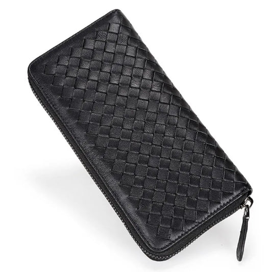 Sheepskin Knitting Leather RFID Purse Women Hasp Zipper Wallets