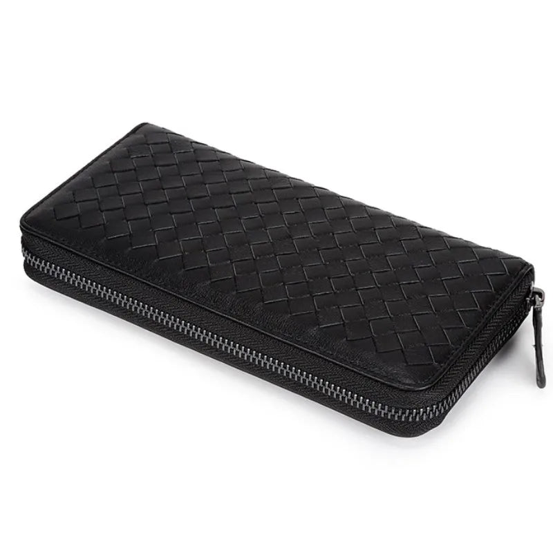 Sheepskin Knitting Leather RFID Purse Women Hasp Zipper Wallets