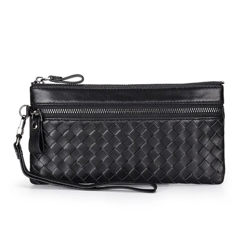 Sheepskin Woven Purse Cow Leather RFID Wallet