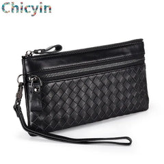 Sheepskin Woven Purse Cow Leather RFID Wallet
