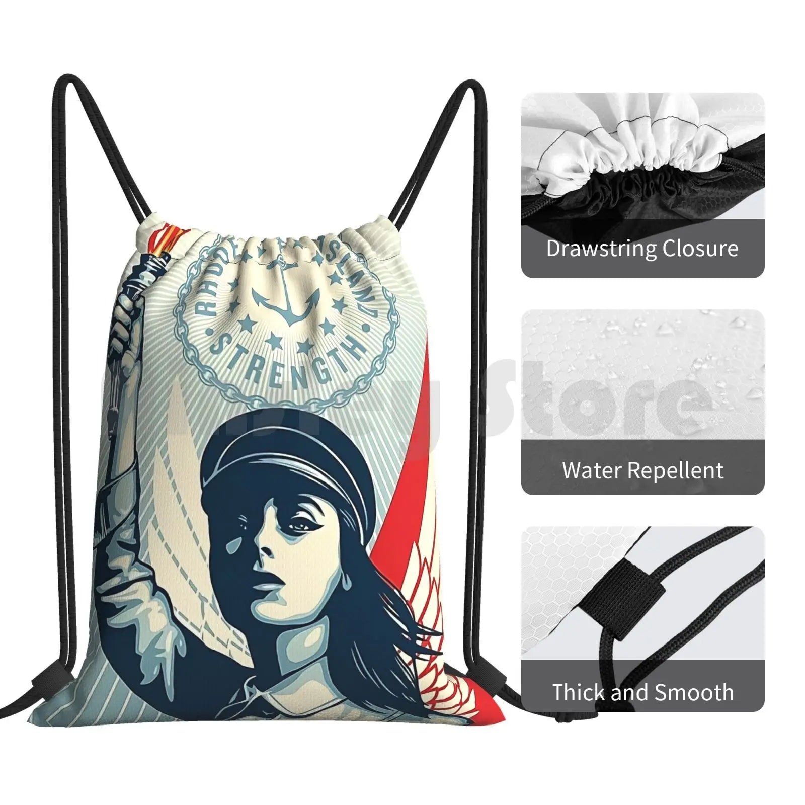 Shepard Fairey island backpack drawstring bags gym bag