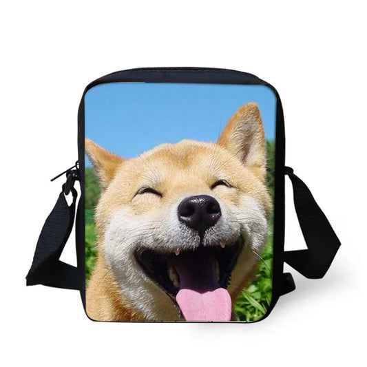 Shiba Inu Smile Puppy Shoulder Messenger Bag for Boys