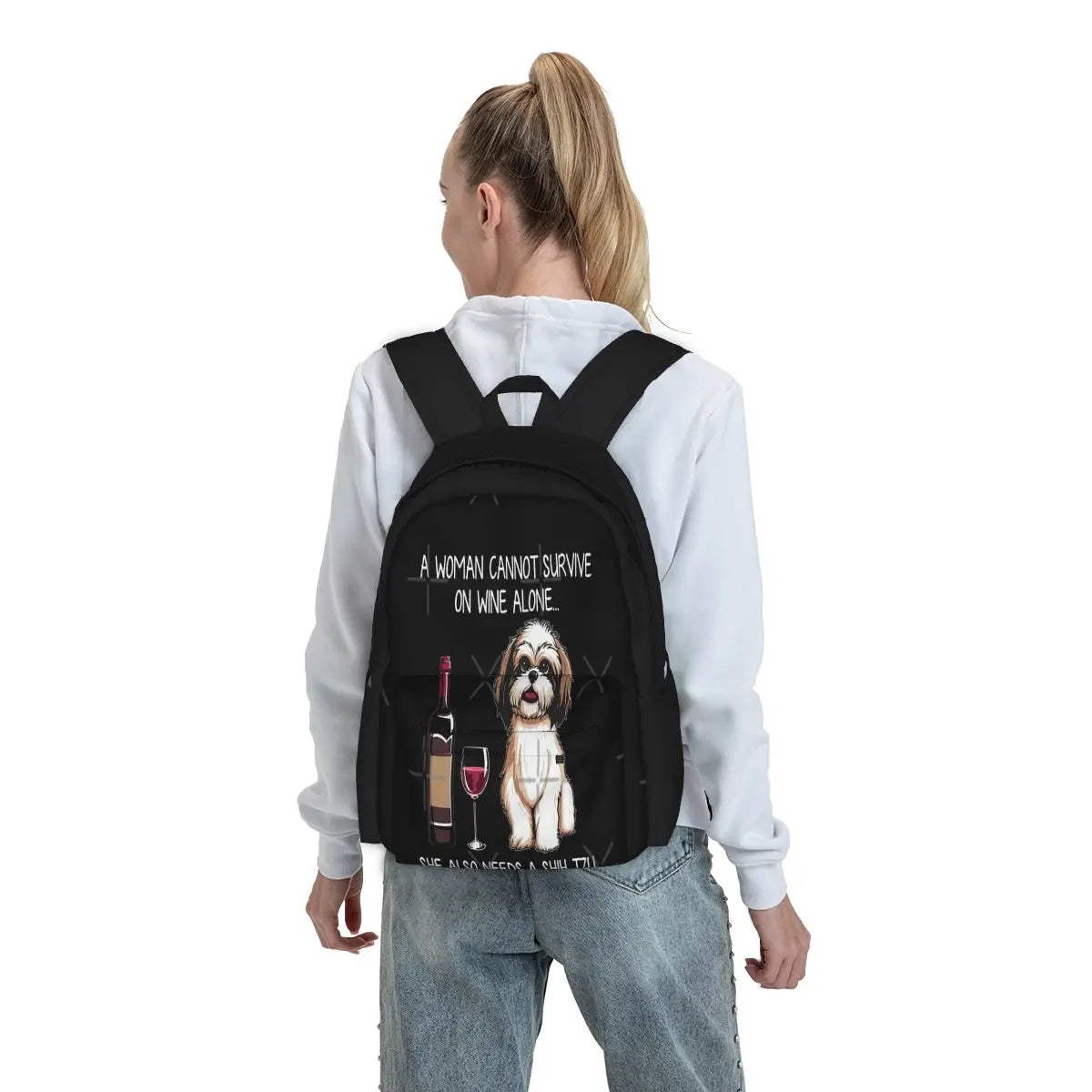 Shih Tzu And Wine Funny Dog 1 Backpacks Men's Backpacks Bags For Women Backpack