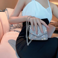 Shinning Party Handbags Chain Clutch Shoulder Bags Rhinestone Evening Bag