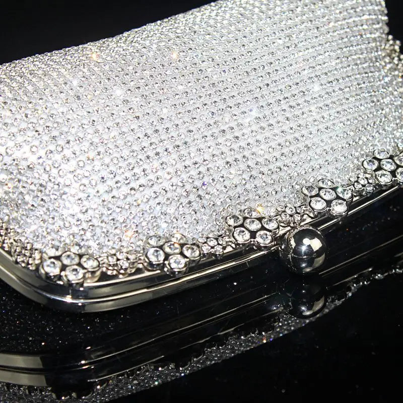 Shinny Clutch Bag Glitter Wedding Evening Bags With Rhinestone