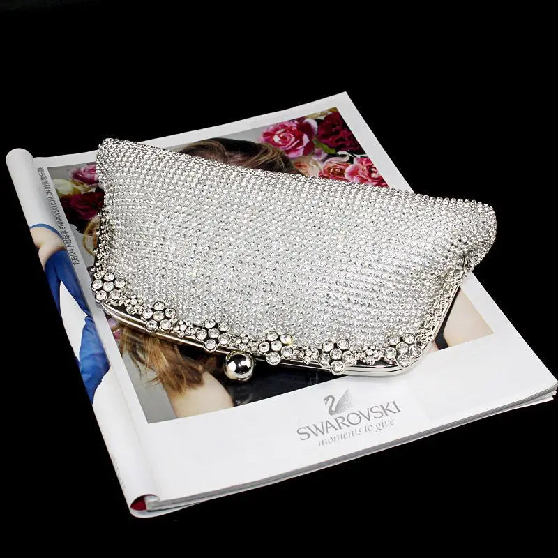 Shinny Clutch Bag Glitter Wedding Evening Bags With Rhinestone