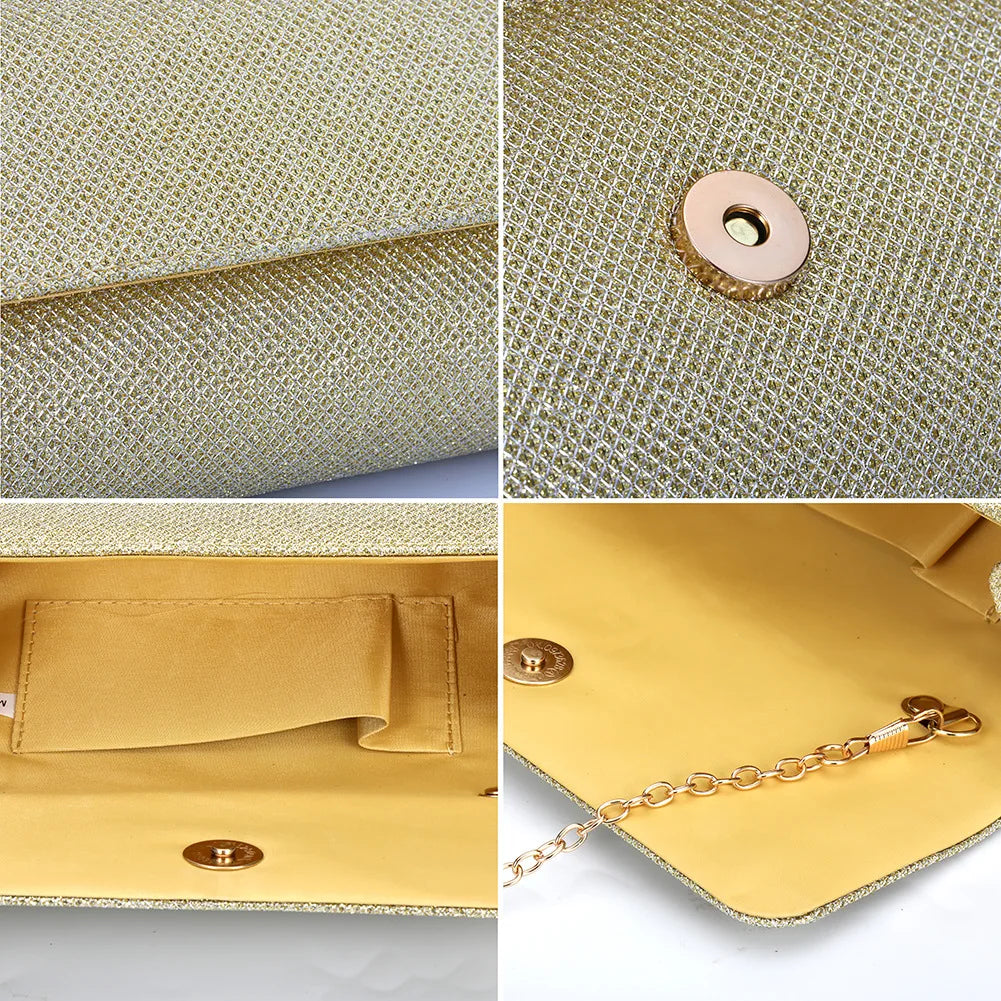 Mesh Clutch Purse Dinner Bag Square Shape Handbag For Female Party