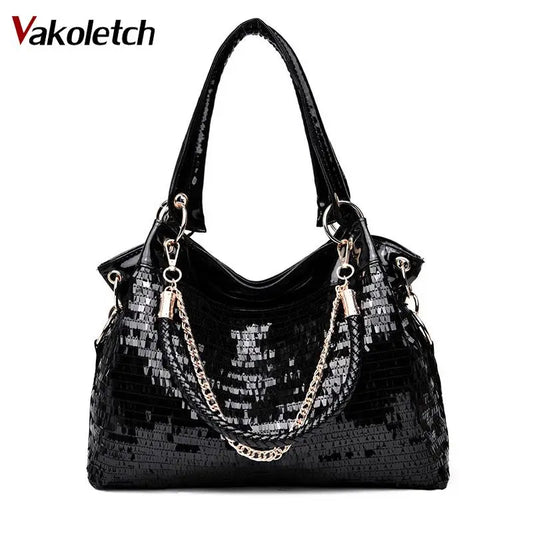 Sequins Women Handbags Chain Shoulder Bags for Women Leather KL715