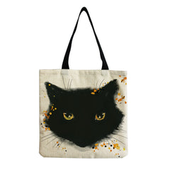 Funny Cat Travel Handbags for Women High Capacity Eco-Friendly Tote Bag