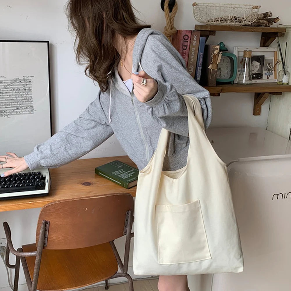 Zodiac Pattern Print Commuter Tote Bag Canvas Large Capacity