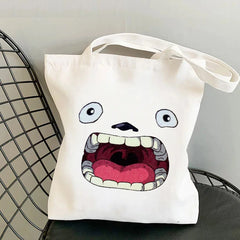 Totoro Anime Print Grocery Tote Bag Reusable Large Capacity Women Bag