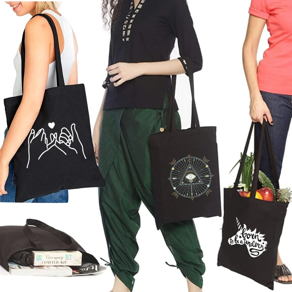 Harajuku Print Tote Bag - Reusable Canvas Shoulder Bag