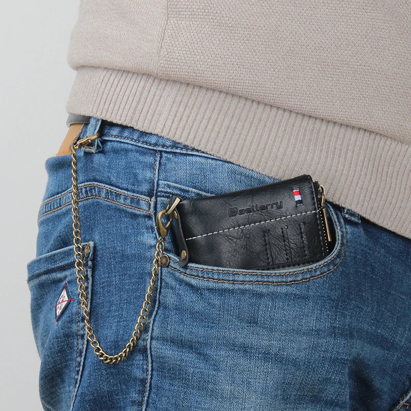 Short Male Clutch Leather Wallet Mens Money Bag Carteira Wallet