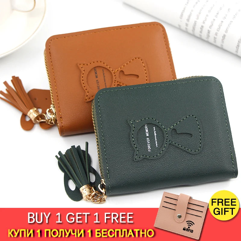 Short Women Wallets Tassel Hasp Coin Purse Clutch