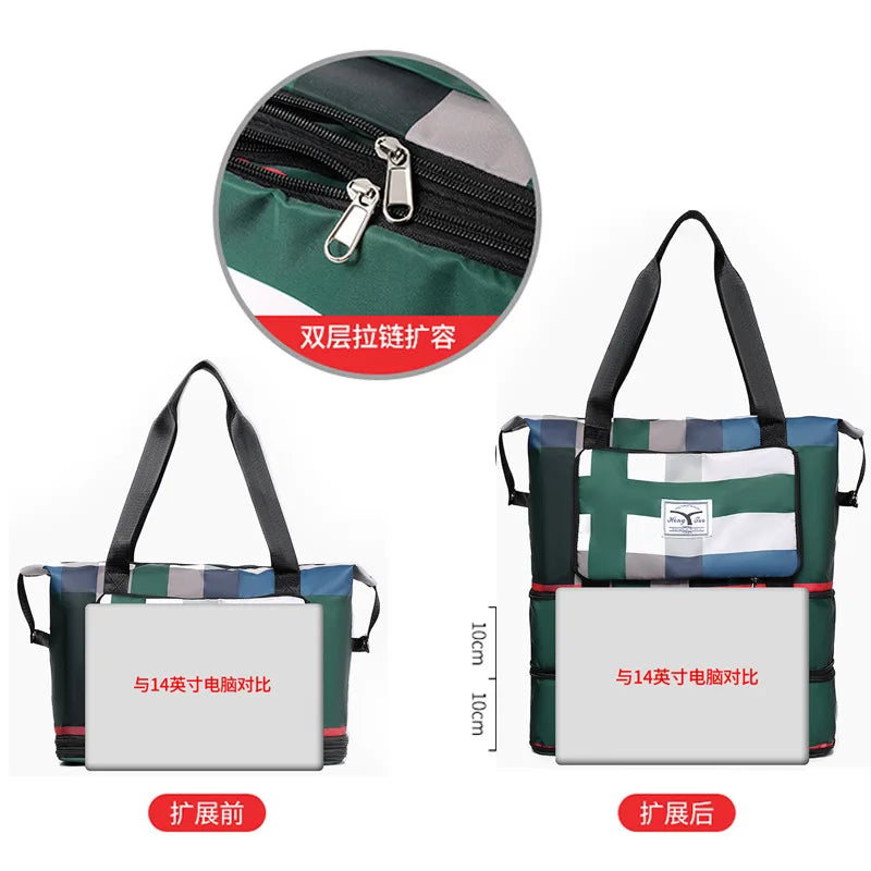 Large Capacity Travel Bag for Women, Expandable, Foldable, Telescopic Storage