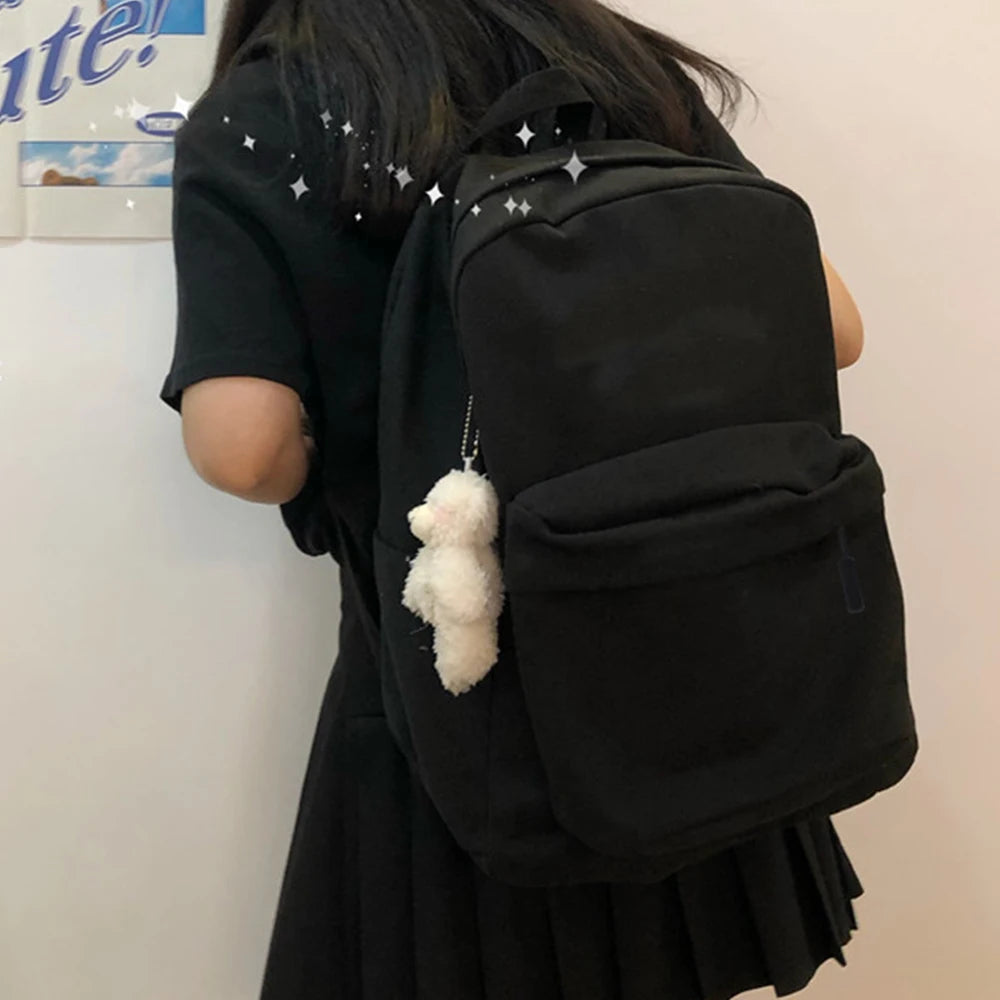 Casual Solid Shoulder Backpack Outdoor Sport School Bag Large Capacity