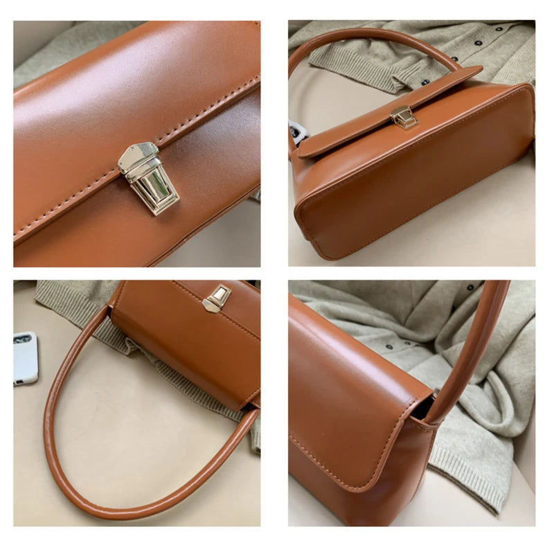 Shoulder Bag Retro Casual Lady Underarm Handbag Solid Female Bag