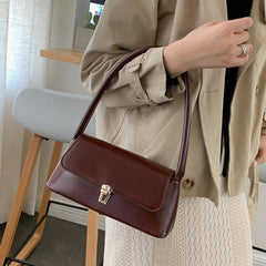 Shoulder Bag Retro Casual Lady Underarm Handbag Solid Female Bag