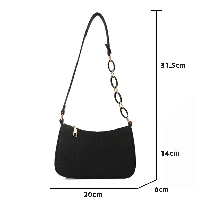 Women's Armpit Handbag Crescent Saddle Bag Dermatoglyph