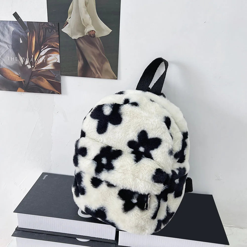 Floral Printing Plush Shoulder Bag for Women