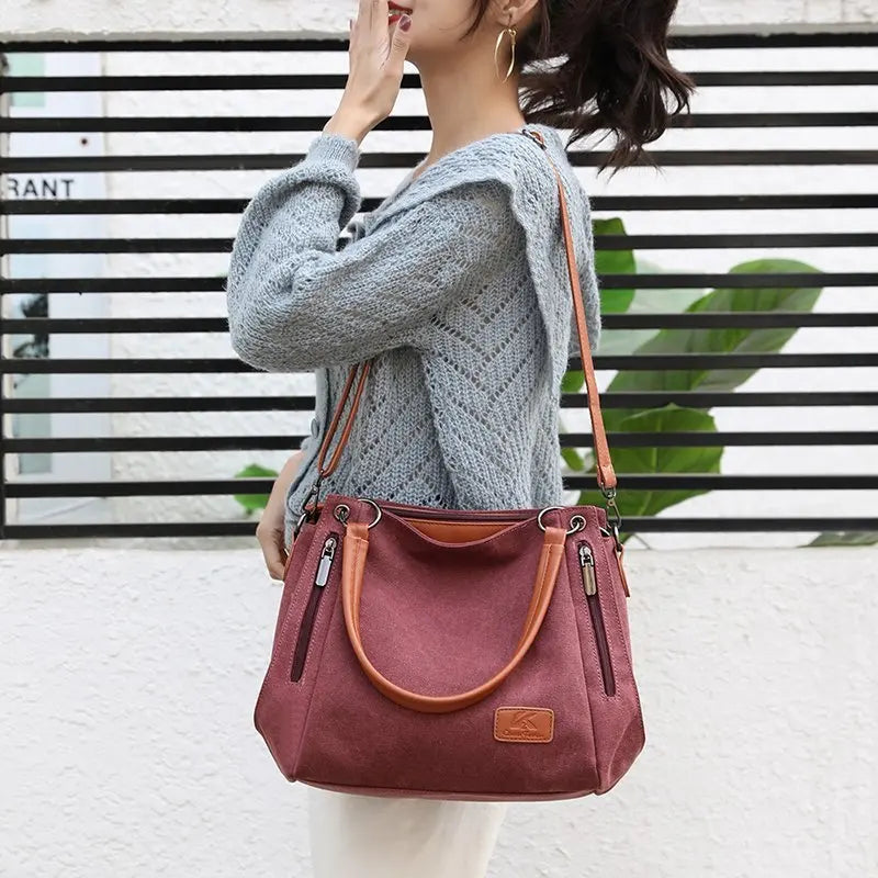 Canvas Student Art Shoulder Bag Large-capacity Lady Messenger Bag