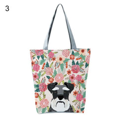 Puppy Print Shoulder Bag Smooth Zipper Tote Bag