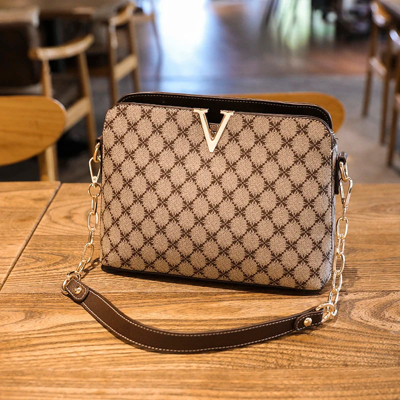 Women's Crossbody Shoulder Bag Messenger PU Leather Plaid Handbag