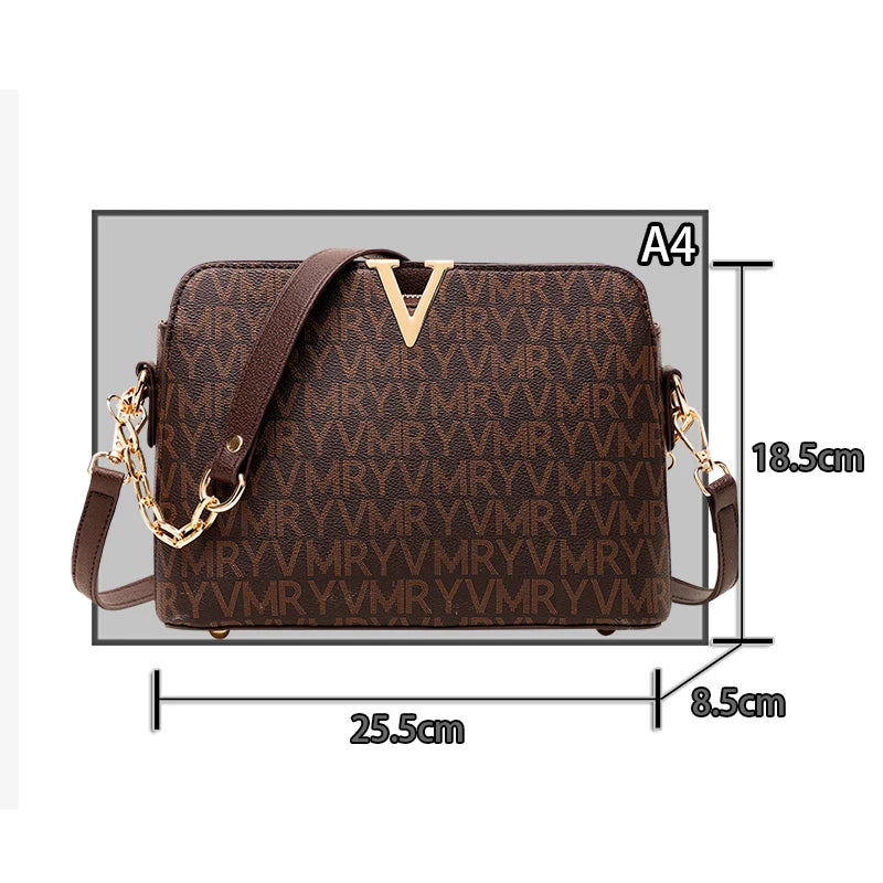 Women's Sling Chain Crossbody Bag Leather Shoulder Handbag