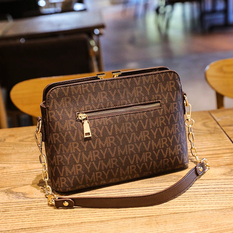 Women's Sling Chain Crossbody Bag Leather Shoulder Handbag