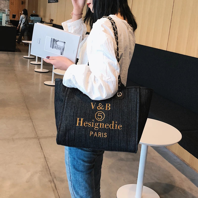Canvas Vintage Shoulder Bag Women Tote Handbag High capacity Shopping bags