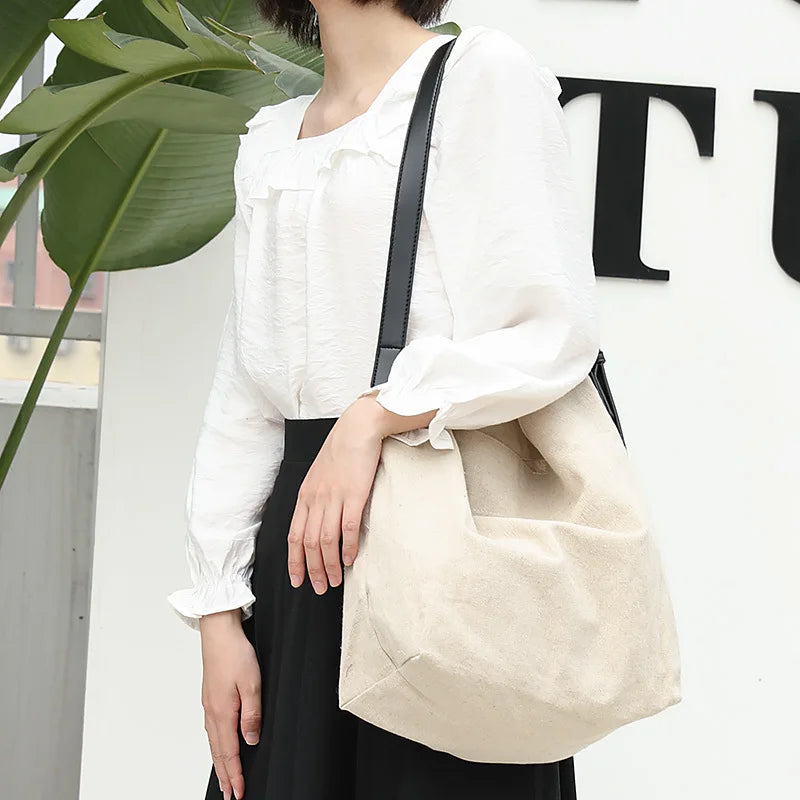 Women's Casual Canvas Drawstring Shoulder Bag