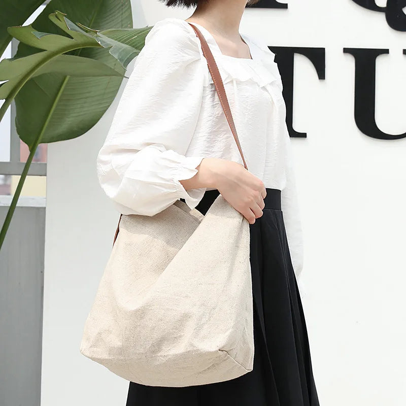 Women's Casual Canvas Drawstring Shoulder Bag